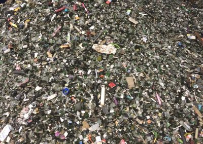 Glass cullet recovered mixed waste material stream